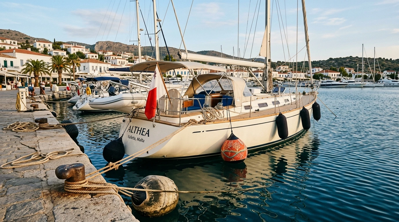 Barca a vela ormeggiata in banchina pronta per il noleggio